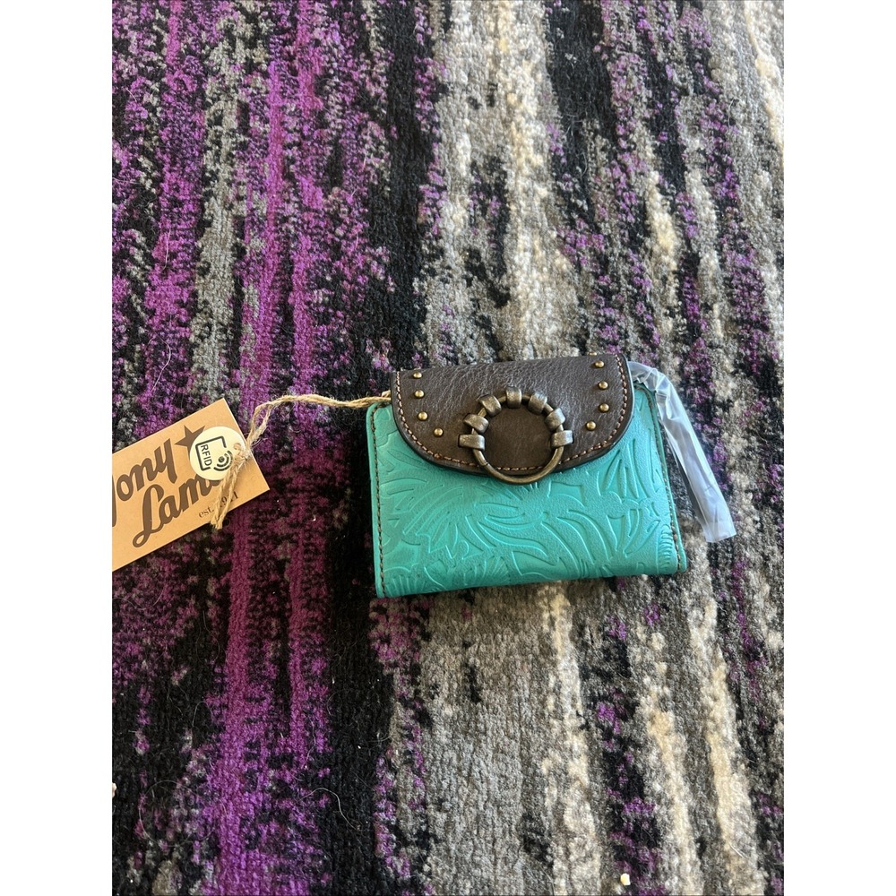 Tony Lama Turquoise Tooled Wallet New With Tags Western Wristlet Trifold